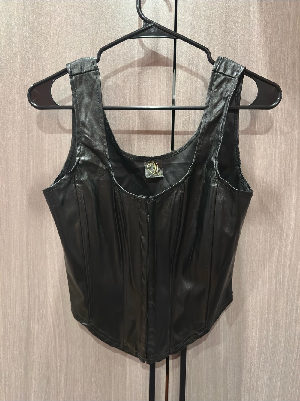 Black faux leather tank top